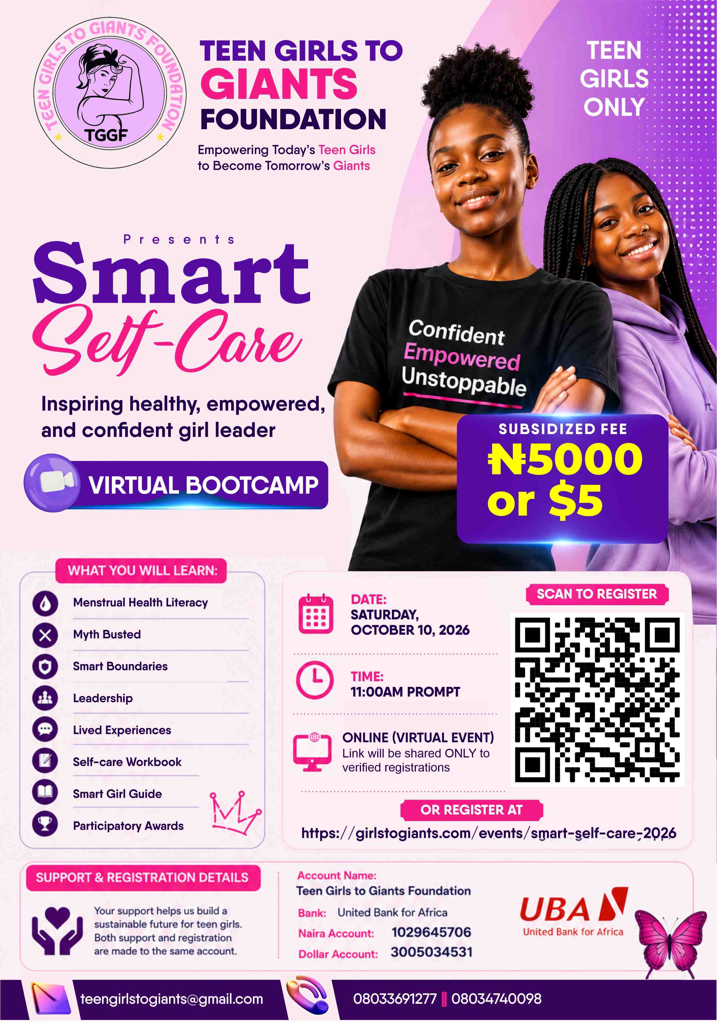 Official Smart Self-Care Virtual Bootcamp flyer